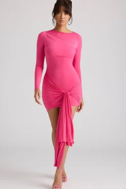 Oh Polly Women'S Clothing Sale - $65 And Under | Night Out^Long Sleeve Draped Mini Dress in Magenta