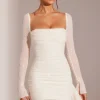 Oh Polly Party Dresses | Bride To Be^Long Sleeve Embellished Cowl Neck Mini Dress in White