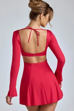 Oh Polly Women'S Clothing Sale - $65 And Under^Long Sleeve Godet Mini Dress in Cherry Red CherryRed