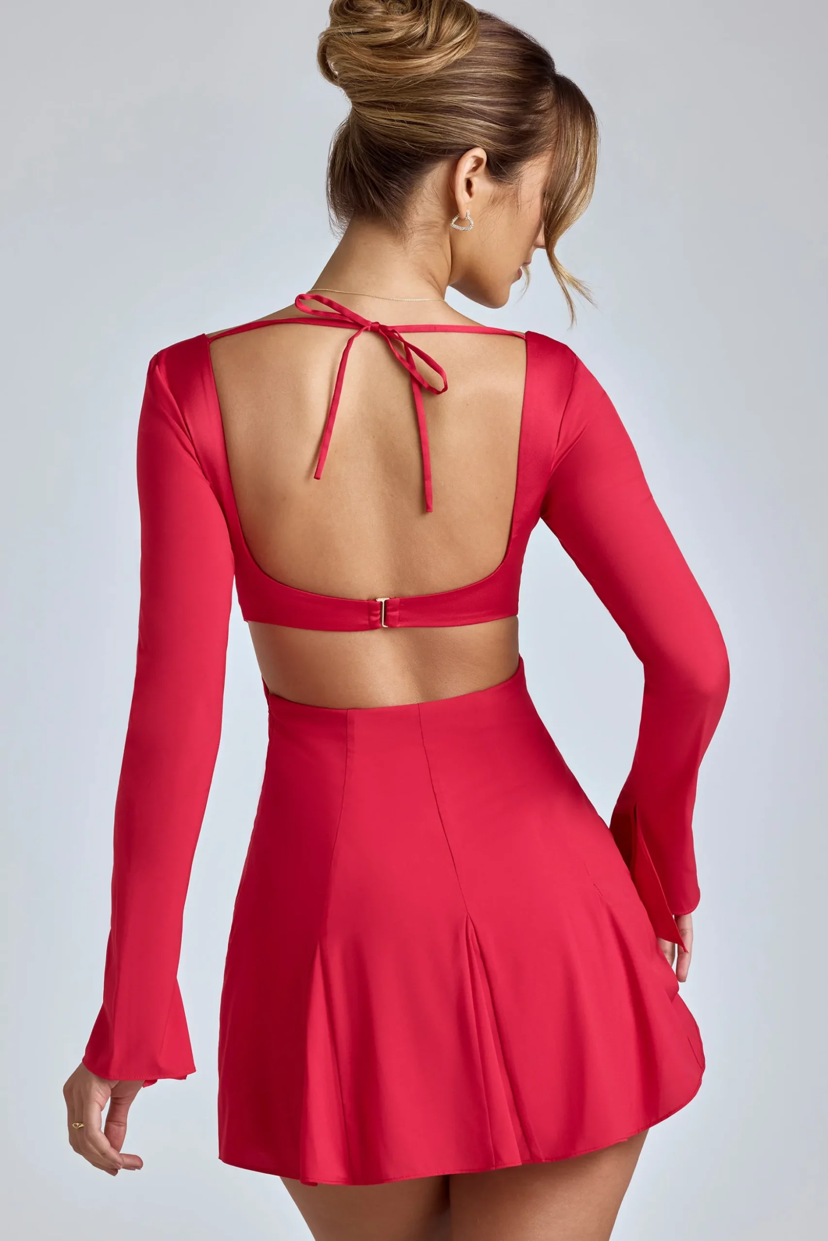 Oh Polly Women'S Clothing Sale - $65 And Under^Long Sleeve Godet Mini Dress in Cherry Red CherryRed