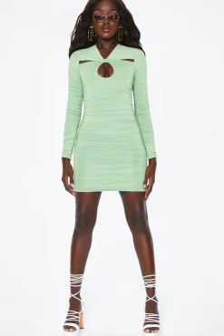 Oh Polly Women'S Clothing Sale - $65 And Under | Women'S Clothing Sale - $40 And Under^Long Sleeve Keyhole Mini Dress in Green