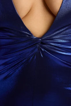 Oh Polly Women'S Clothing Sale - $65 And Under | Party Dresses^Long Sleeve Metallic Jersey Evening Gown in Electric Blue ElectricBlue