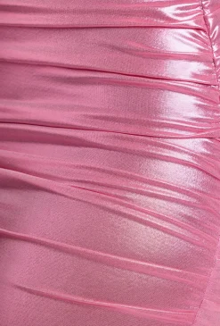Oh Polly Women'S Clothing Sale - $65 And Under | Women'S Clothing Sale - $40 And Under^Long Sleeve Metallic Jersey Mini Dress in Rose Pink RosePink