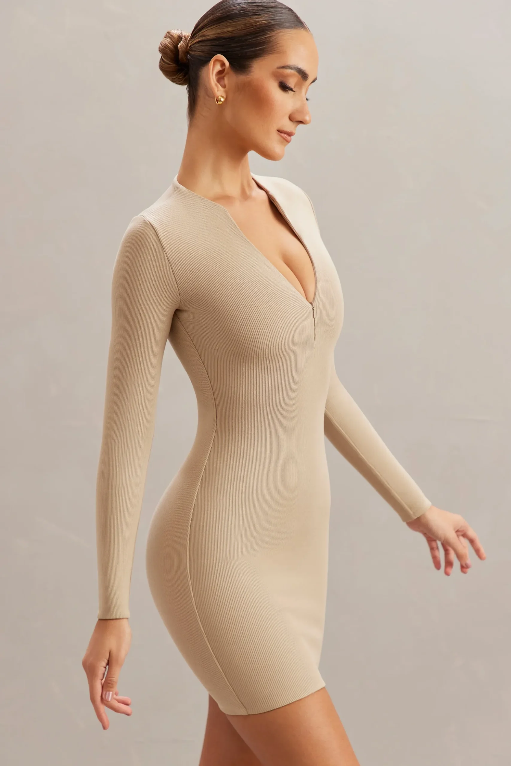 Oh Polly Women'S Clothing Sale - $65 And Under | Women'S Clothing Sale - $40 And Under^Long Sleeve Mini Dress in Stone