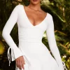 Oh Polly Elevated Essentials | Bride To Be^Long Sleeve Ruched A-Line Mini Dress in White