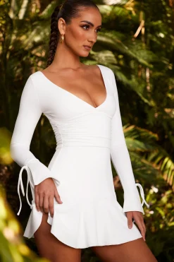 Oh Polly Elevated Essentials | Bride To Be^Long Sleeve Ruched A-Line Mini Dress in White
