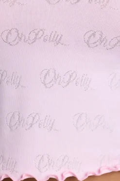 Oh Polly Women'S Clothing Sale - $65 And Under | Women'S Clothing Sale - $40 And Under^Long Sleeve Scoop Neck Pointelle Crop Top in Baby Pink BabyPink
