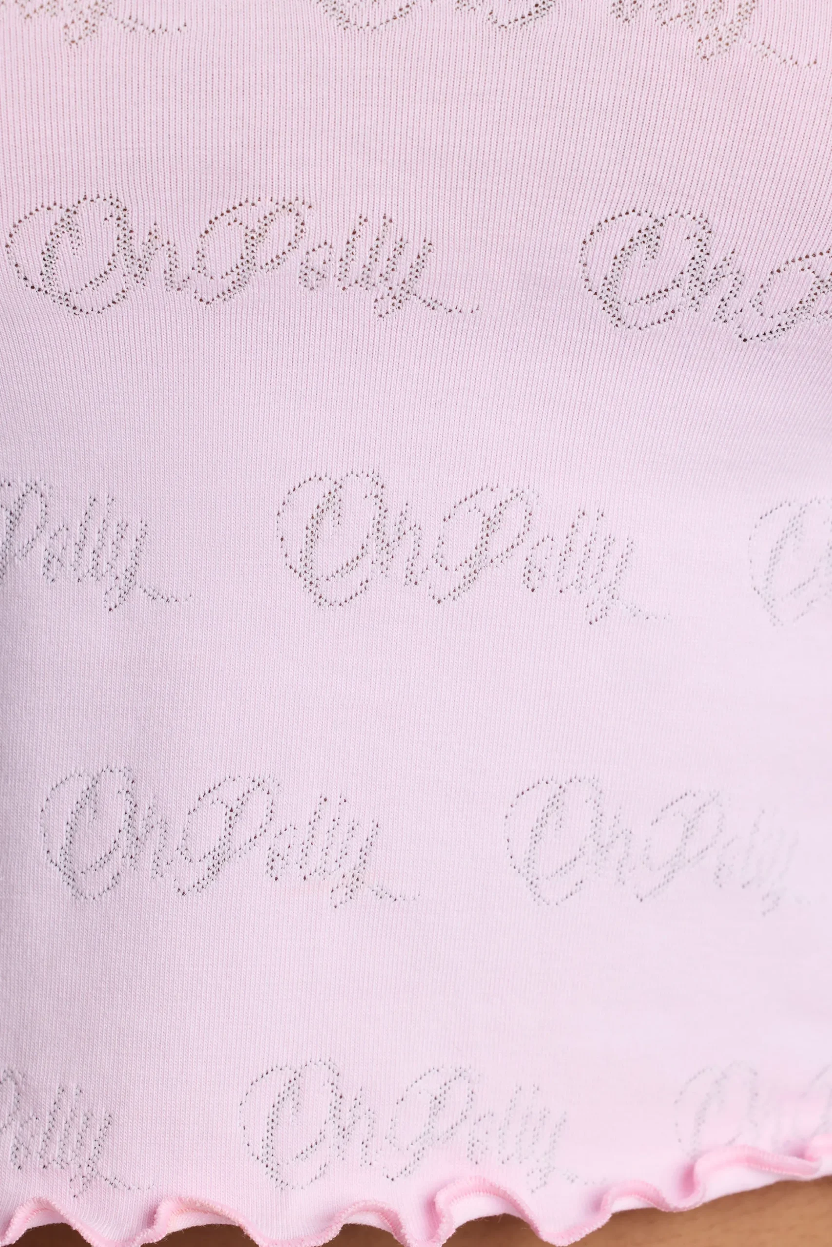 Oh Polly Women'S Clothing Sale - $65 And Under | Women'S Clothing Sale - $40 And Under^Long Sleeve Scoop Neck Pointelle Crop Top in Baby Pink BabyPink