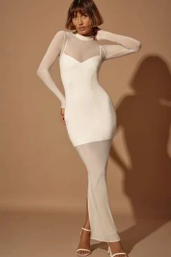 Oh Polly Women'S Clothing Sale - $65 And Under | Women'S Clothing Sale - $40 And Under^Long Sleeve Sheer Layered Maxi Dress in Ivory