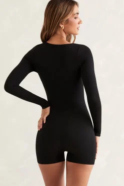 Oh Polly Lounge & Intimates | Jumpsuits & Unitards^Long Sleeve Square Neck Unitard in Black