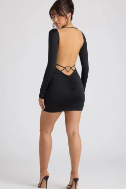 Oh Polly Night Out^Long Sleeve Sweetheart Neckline Mini Dress in Black