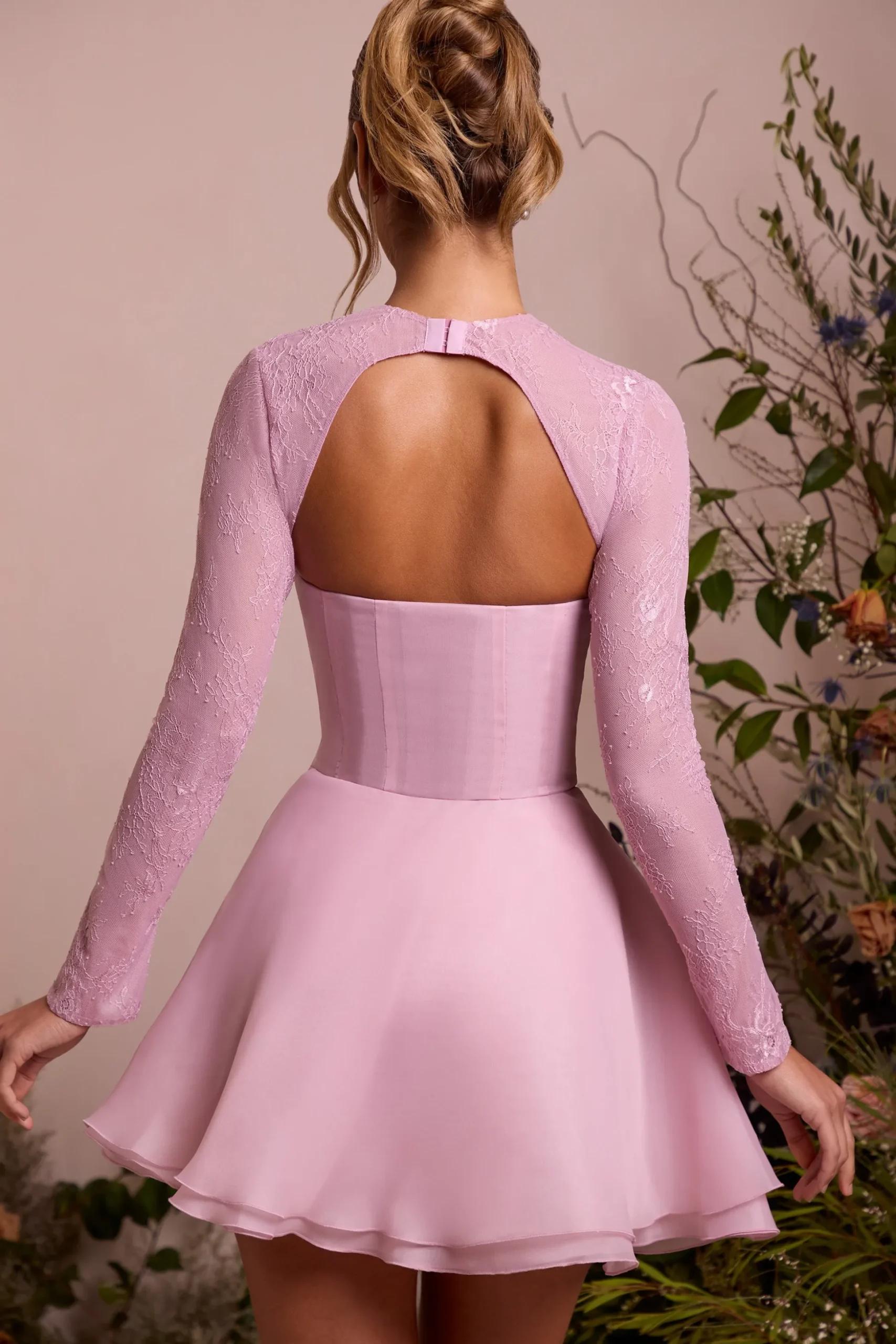 Oh Polly Party Dresses | Birthday^Long Sleeve Tulle Skirt Mini Dress in Dusty Pink DustyPink
