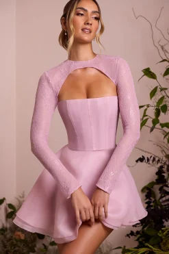 Oh Polly Party Dresses | Birthday^Long Sleeve Tulle Skirt Mini Dress in Dusty Pink DustyPink