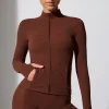 Oh Polly Matching Sets | Tops^Long Sleeve Zip Up Jacket in Chocolate