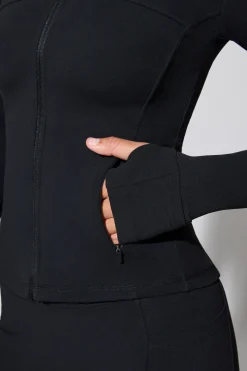 Oh Polly Matching Sets | Tops^Long Sleeve Zip Up Jacket in Black