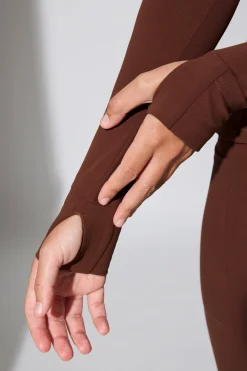 Oh Polly Matching Sets | Tops^Long Sleeve Zip Up Jacket in Chocolate