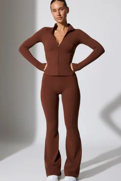 Oh Polly Matching Sets | Tops^Long Sleeve Zip Up Jacket in Chocolate