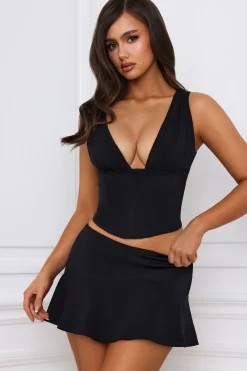 Oh Polly Co-Ords | Tops^Longline Lace-Up Corset Top in Black