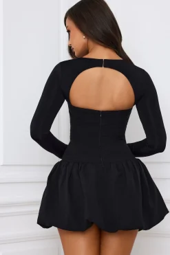 Oh Polly Party Dresses | Holiday Party Dresses & Outfits^Long-Sleeve Bubble Hem Mini Dress in Black