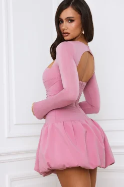Oh Polly Party Dresses | Birthday^Long-Sleeve Bubble Hem Mini Dress in Mauve