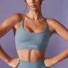 Oh Polly Matching Sets | Sports Bras^Low Back Define Luxe Sports Bra in Denim Blue DenimBlue