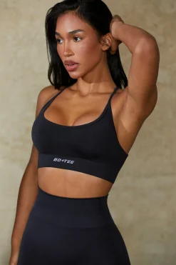 Oh Polly Matching Sets | Sports Bras^Low Back Define Luxe Sports Bra in Black