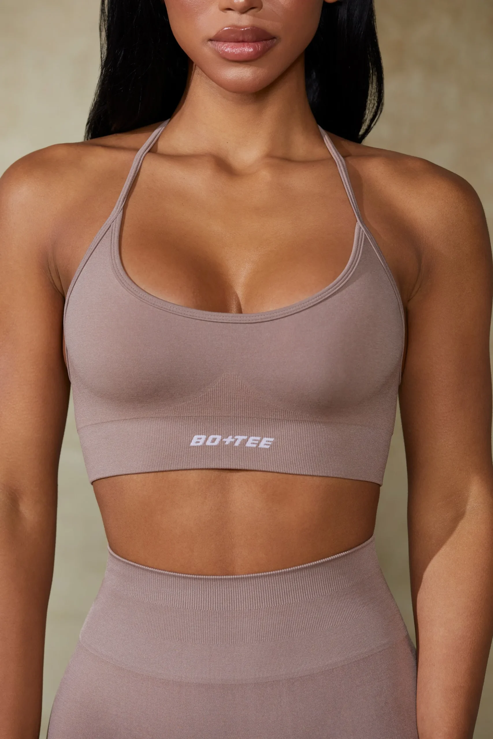 Oh Polly Matching Sets | Sports Bras^Low Back Define Luxe Sports Bra in Mocha
