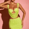 Oh Polly Women'S Clothing Sale - $65 And Under | Party Dresses^Low Plunge Neck Crop Top in Lime