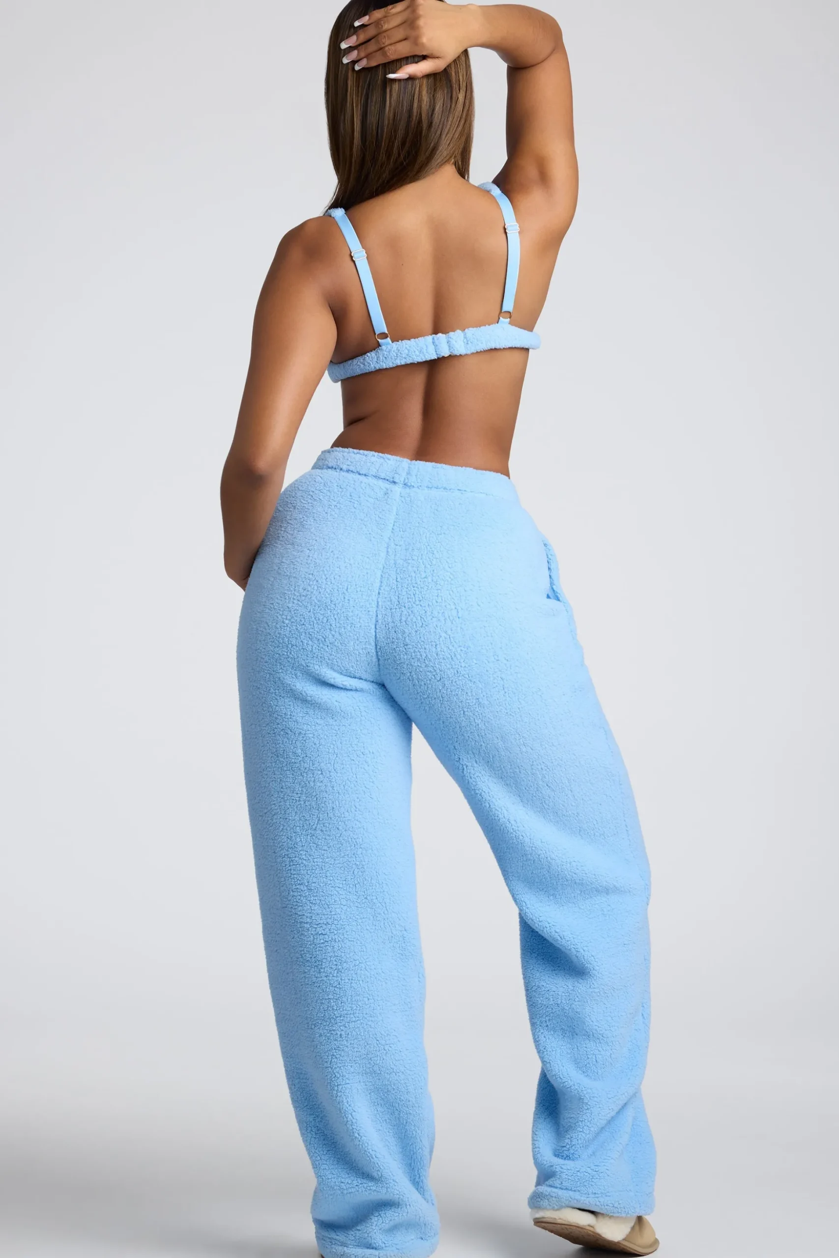 Oh Polly Lounge & Intimates | Bottoms^Low Rise Straight Leg Fleece Joggers in Baby Blue BabyBlue