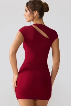 Oh Polly Fall Outfits^Mesh Cap Sleeve Cut Out Mini Dress in Ruby