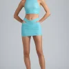 Oh Polly Women'S Clothing Sale - $65 And Under | Women'S Clothing Sale - $40 And Under^Metallic Cut-Out Low-Rise Mini Skirt in Ice Blue IceBlue