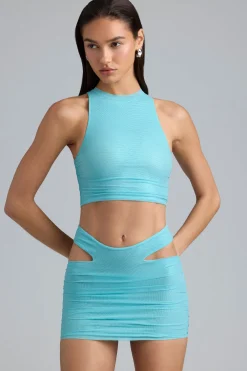 Oh Polly Women'S Clothing Sale - $65 And Under | Women'S Clothing Sale - $40 And Under^Metallic Cut-Out Low-Rise Mini Skirt in Ice Blue IceBlue