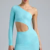 Oh Polly Women'S Clothing Sale - $65 And Under | Women'S Clothing Sale - $40 And Under^Metallic Cut-Out One-Shoulder Mini Dress in Ice Blue IceBlue