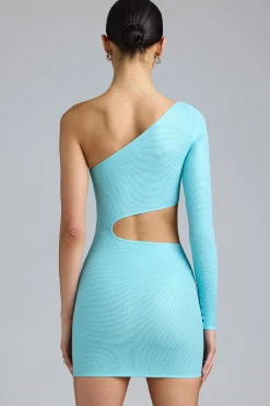 Oh Polly Women'S Clothing Sale - $65 And Under | Women'S Clothing Sale - $40 And Under^Metallic Cut-Out One-Shoulder Mini Dress in Ice Blue IceBlue