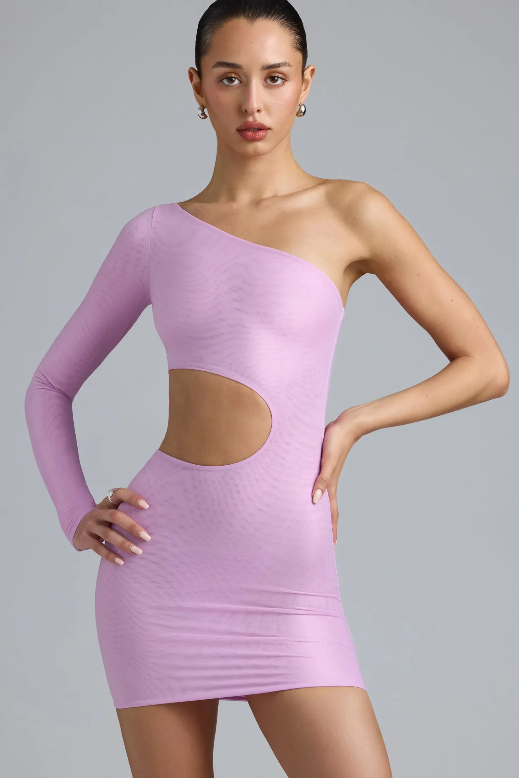 Oh Polly Women'S Clothing Sale - $65 And Under | Women'S Clothing Sale - $40 And Under^Metallic Cut-Out One-Shoulder Mini Dress in Violet Pink VioletPink