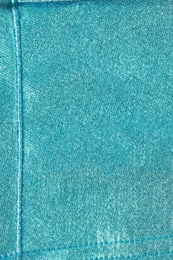 Oh Polly Co-Ords | Tops^Metallic Denim Belted Crop Top in Aqua