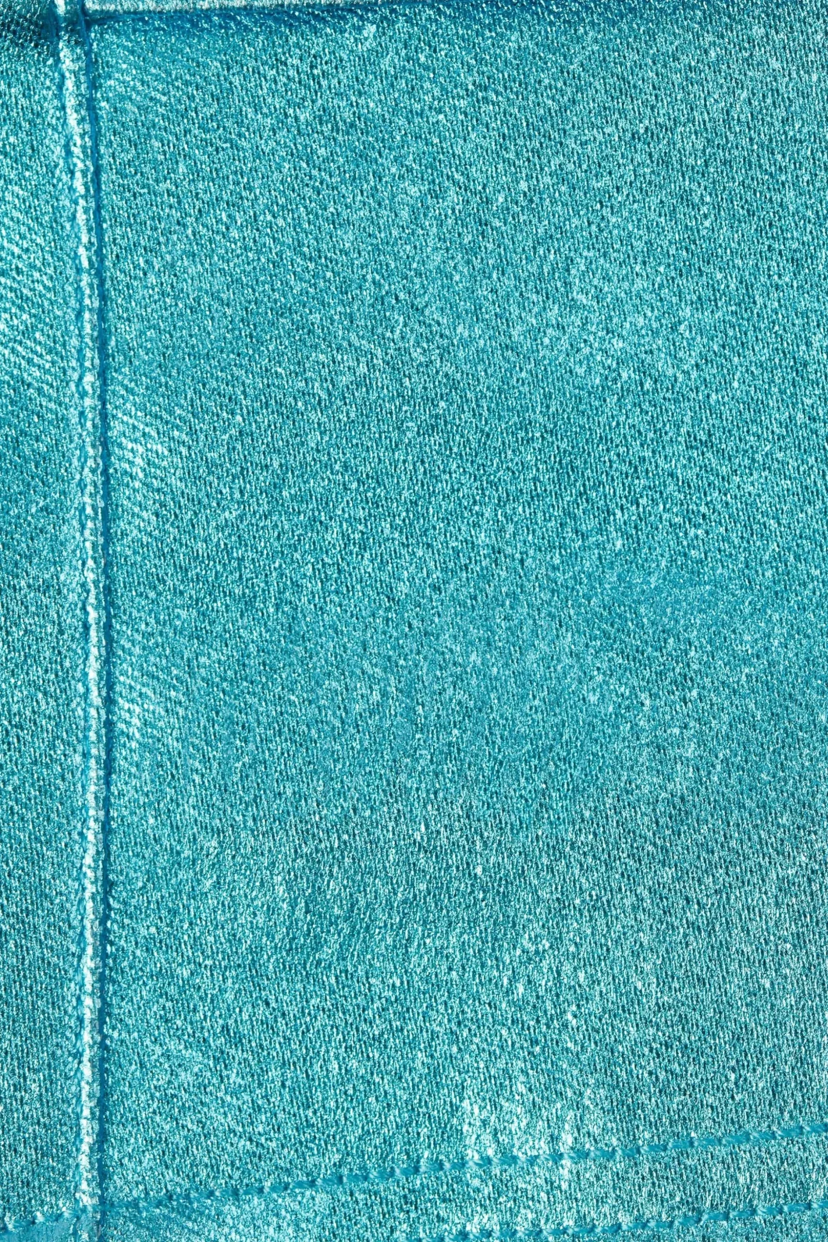 Oh Polly Co-Ords | Tops^Metallic Denim Belted Crop Top in Aqua