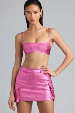 Oh Polly Women'S Clothing Sale - $65 And Under | Women'S Clothing Sale - $40 And Under^Metallic Denim Cropped Bralette in Deep Pink DeepPink