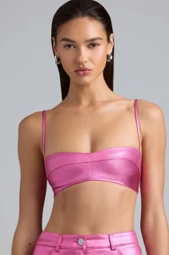 Oh Polly Women'S Clothing Sale - $65 And Under | Women'S Clothing Sale - $40 And Under^Metallic Denim Cropped Bralette in Deep Pink DeepPink