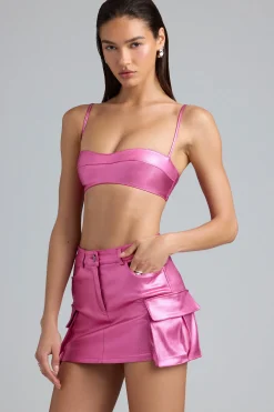 Oh Polly Women'S Clothing Sale - $65 And Under^Metallic Denim Mid-Rise Cargo Skirt in Deep Pink DeepPink