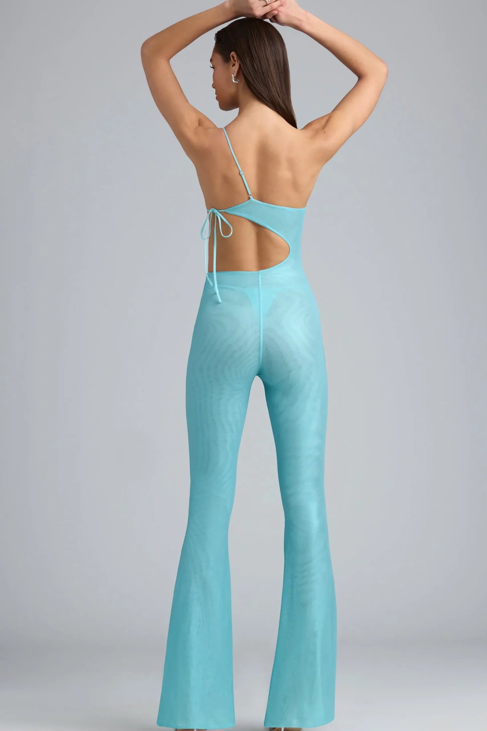 Oh Polly Women'S Clothing Sale - $65 And Under | Women'S Clothing Sale - $40 And Under^Metallic Ruched Cut-Out Flared Jumpsuit in Ice Blue IceBlue