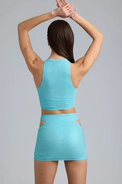 Oh Polly Women'S Clothing Sale - $65 And Under | Women'S Clothing Sale - $40 And Under^Metallic Ruched High-Neck Top in Ice Blue IceBlue