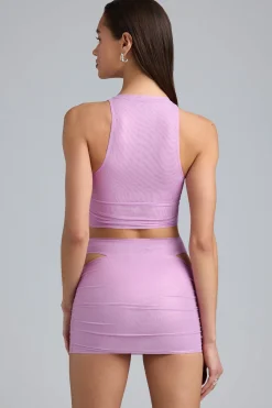 Oh Polly Women'S Clothing Sale - $40 And Under | Women'S Clothing Sale - $65 And Under^Metallic Ruched High-Neck Top in Violet Pink VioletPink