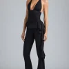 Oh Polly Women'S Clothing Sale - $65 And Under | Women'S Clothing Sale - $40 And Under^Metallic Ruffle Low-Rise Flared Trousers in Black