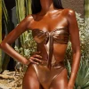 Oh Polly Women'S Clothing Sale - $65 And Under | Women'S Clothing Sale - $40 And Under^Metallic Tie Front Bandeau Bikini Top in Bronze
