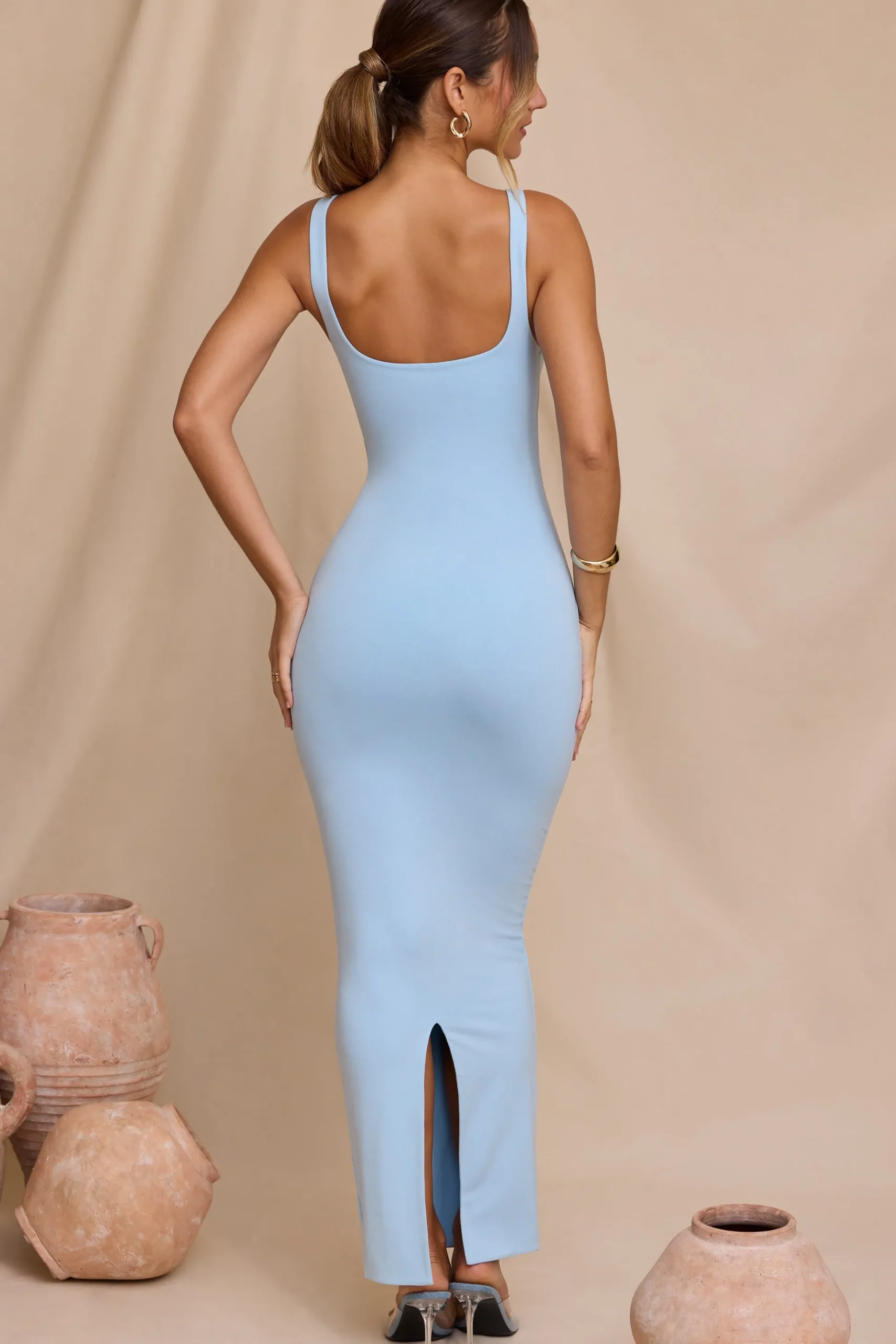 Oh Polly Tencel™ Modal Dresses^Micro Strap Detail Maxi Dress in Sky Blue SkyBlue