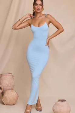 Oh Polly Tencel™ Modal Dresses^Micro Strap Detail Maxi Dress in Sky Blue SkyBlue