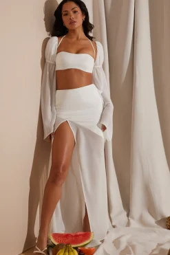 Oh Polly Women'S Clothing Sale - $65 And Under | Women'S Clothing Sale - $40 And Under^Mid Rise High Slit Maxi Skirt in White