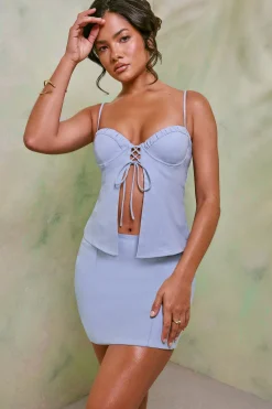 Oh Polly Women'S Clothing Sale - $65 And Under | Women'S Clothing Sale - $40 And Under^Mid Rise Linen Mini Skirt in Sky Grey SkyGrey