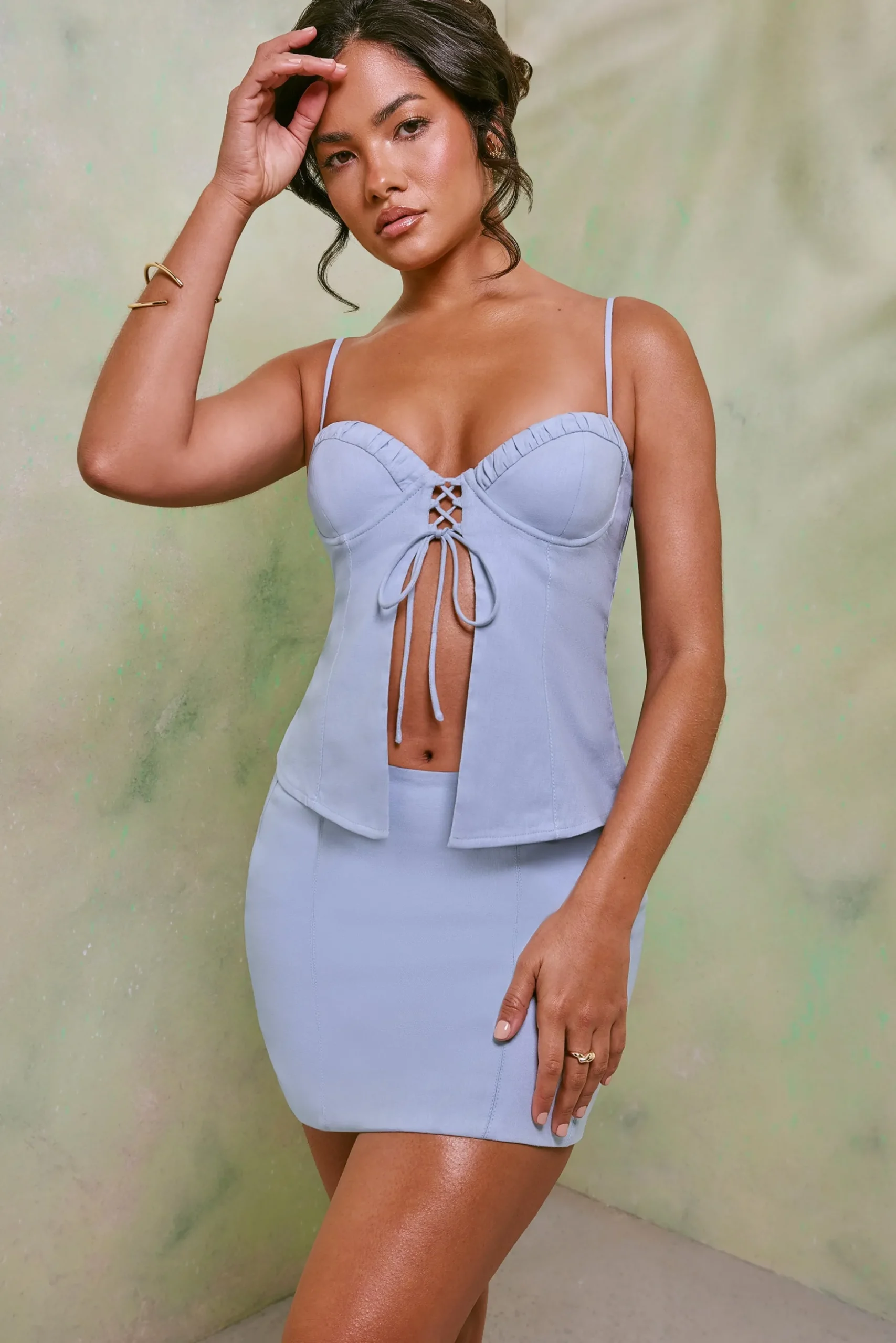 Oh Polly Women'S Clothing Sale - $65 And Under | Women'S Clothing Sale - $40 And Under^Mid Rise Linen Mini Skirt in Sky Grey SkyGrey